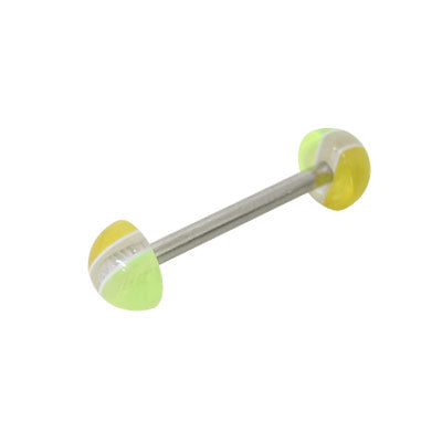 Surgical Steel 14 Gauge Tongue Barbell with UV Half Bead Designs - photo 3