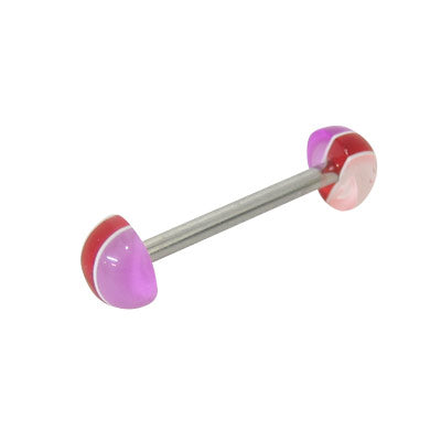 Surgical Steel 14 Gauge Tongue Barbell with UV Half Bead Designs - photo 4