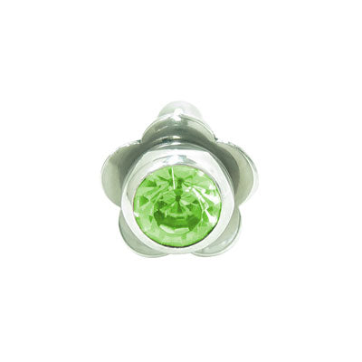 Surgical Steel 14 Gauge Tongue Barbell with Green Jewel Flower - photo 2