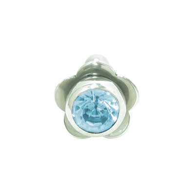 Surgical Steel 14 Gauge Tongue Barbell with Light Blue Jewel Flower - photo 2