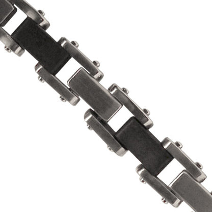Black Rubber and Steel Adjustable Bracelet - 1/2 Inch Wide - photo 2