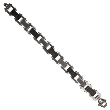 Black Rubber and Steel Adjustable Bracelet - 1/2 Inch Wide - photo 3