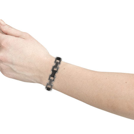 Black Rubber and Steel Adjustable Bracelet - 1/2 Inch Wide - photo 4