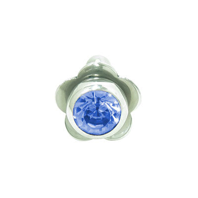 Surgical Steel 14 Gauge Tongue Barbell with Blue Jewel Flower - photo 2