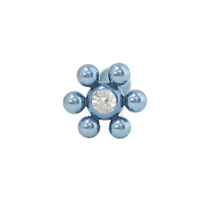Titanium 14 Gauge Tongue Barbell Light Blue with Clear Jewel - photo 2