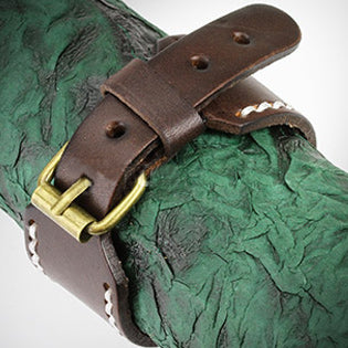 Surgical Steel Bracelet with Brown Leather Stitched Border - photo 2