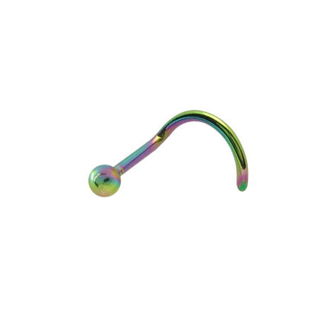 Anodized Titanium Nose Screw with Ball & Spike 18 Gauge 6mm