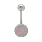 Surgical Steel 14 Gauge Belly Ring with Girls Rule Boys Drool Logo - photo 2