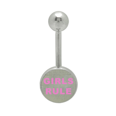 Surgical Steel 14 Gauge Belly Ring with Girls Rule Boys Drool Logo - photo 2