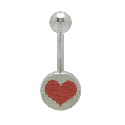Surgical Steel 14 Gauge Belly Ring with Broken Heart Hologram Logo