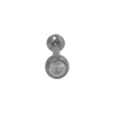 Titanium 14 Gauge Tongue Barbell with High Polish CZ - photo 2