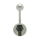 Surgical Steel 14 Gauge Belly Ring with I Need Head Hologram Logo