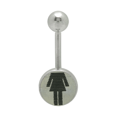 Surgical Steel 14 Gauge Belly Ring with I Need Head Hologram Logo