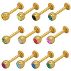 Surgical Steel 14 Gauge Labret Monroe with 14K Gold Plate and Jewel - photo 2