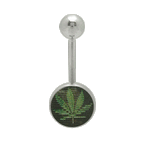Surgical Steel 14 Gauge Belly Ring with Smoking Pot Hologram Logo