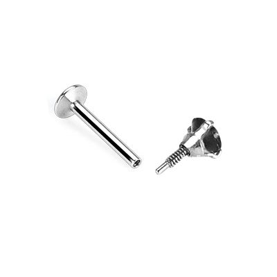 Surgical Steel 16 Gauge Labret Stud with Prong Set Gem - photo 2