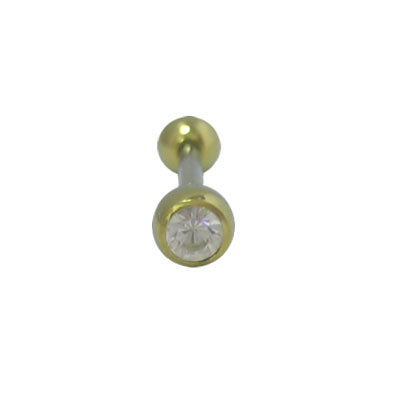 Titanium 14 Gauge Yellow Tongue Barbell with Clear Jewel - photo 2