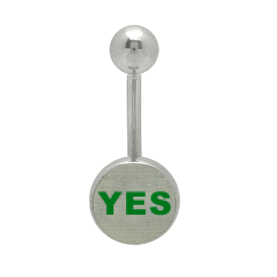 Surgical Steel 14 Gauge Belly Ring with Yes and No Hologram - photo 2