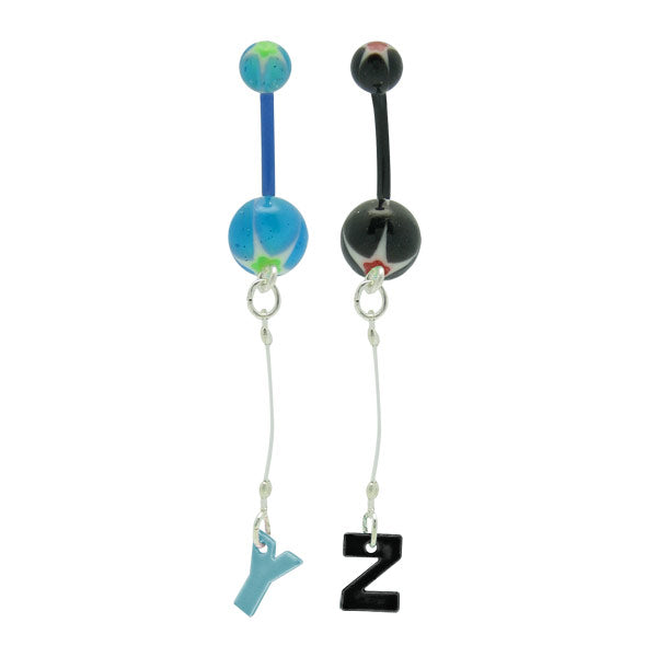 316L Surgical Steel 14 Gauge Colorful Initial Belly Button Ring - View 4