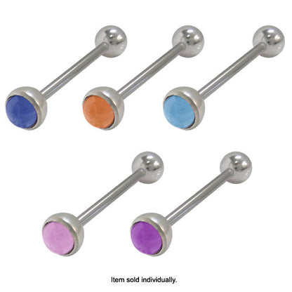 Surgical Steel 14 Gauge Tongue Barbell with UV Acrylic Design Bead - photo 2