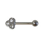 Surgical Steel 16 Gauge Eyebrow Barbell with 3 Jeweled Design