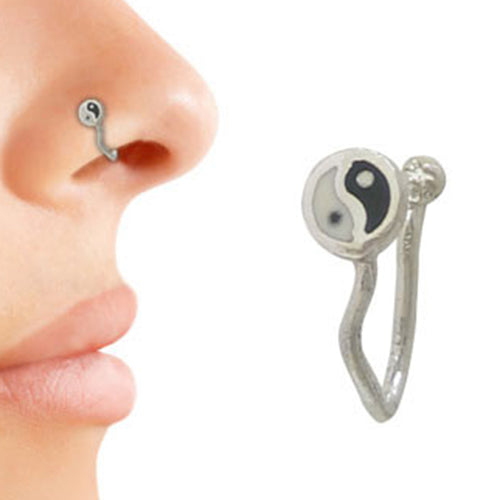 .925 Sterling Silver Yin Yang Clip On Nose Pin
