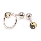 Surgical Steel 14 Gauge Tongue Barbells Yin Yang Logo - Pair