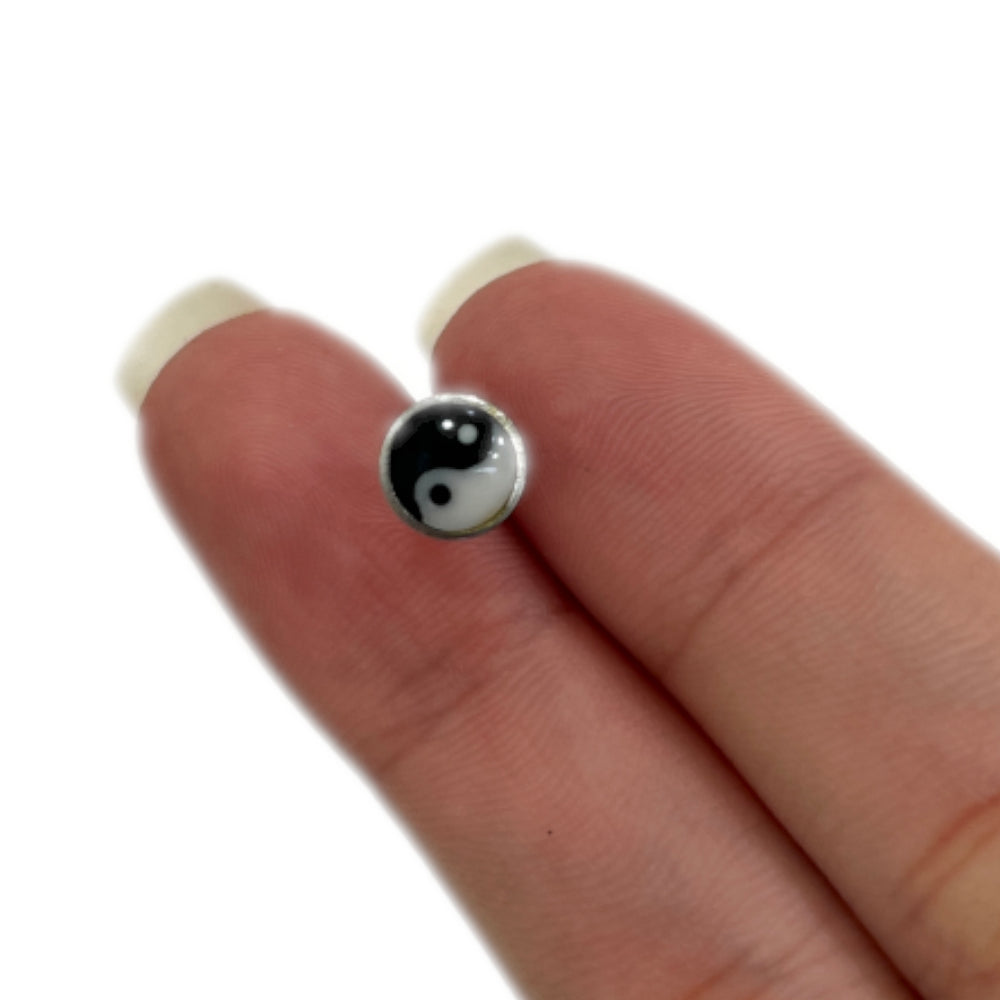 Surgical Steel Tongue Barbell 14 Gauge 15mm with Yin Yang Logo Top - photo 3