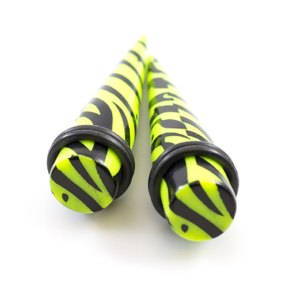 Acrylic 6 to 7/16 Inch Green Zebra Ear Stretching Kit - 12 Pack
