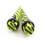 Acrylic 6 to 7/16 Inch Green Zebra Ear Stretching Kit - 12 Pack