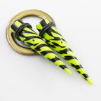 Acrylic 6 to 7/16 Inch Green Zebra Ear Stretching Kit - 12 Pack
