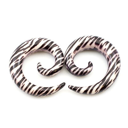 Acrylic 6, 0 & 00 Gauge Zebra Spiral Tapers - Pair
