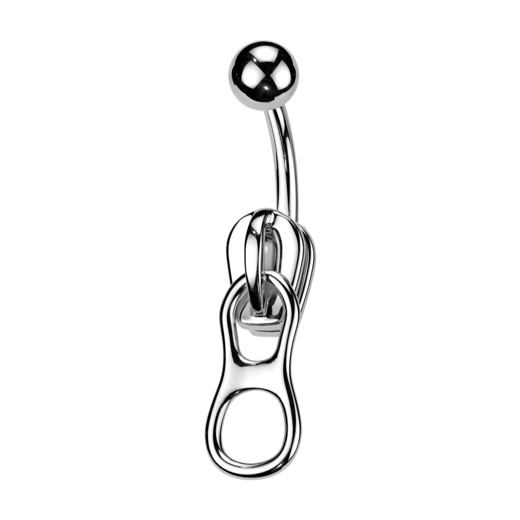 Surgical Steel 14 Gauge Curved Belly Ring with Zipper