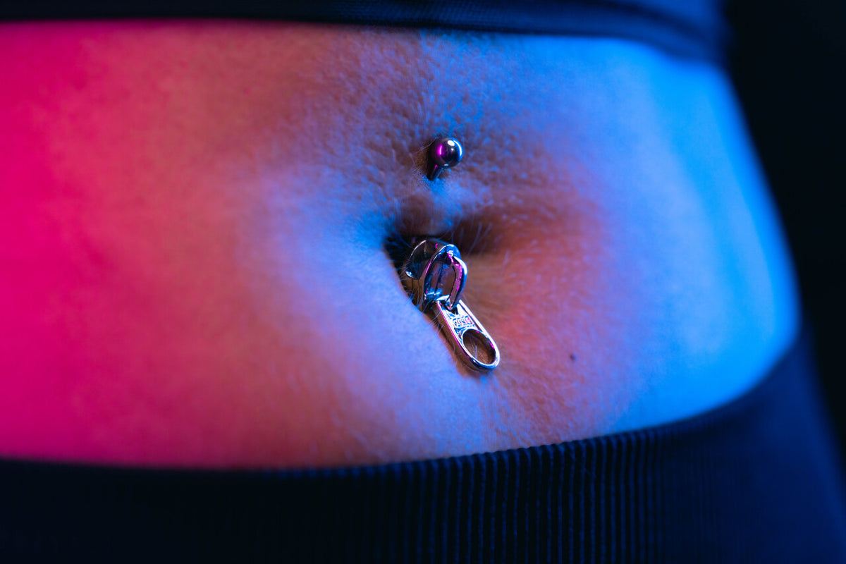 Surgical Steel 14 Gauge Curved Belly Ring with Zipper - photo 4