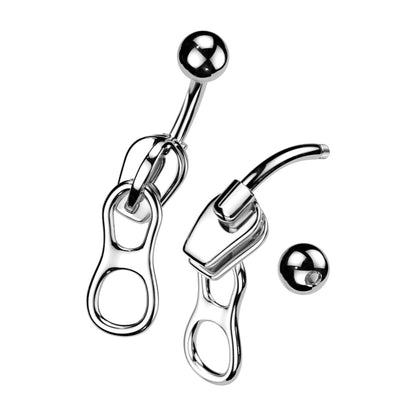Surgical Steel 14 Gauge Curved Belly Ring with Zipper - photo 3