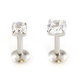 Surgical Steel 16 Gauge Push In Labret Stud with Prong CZ