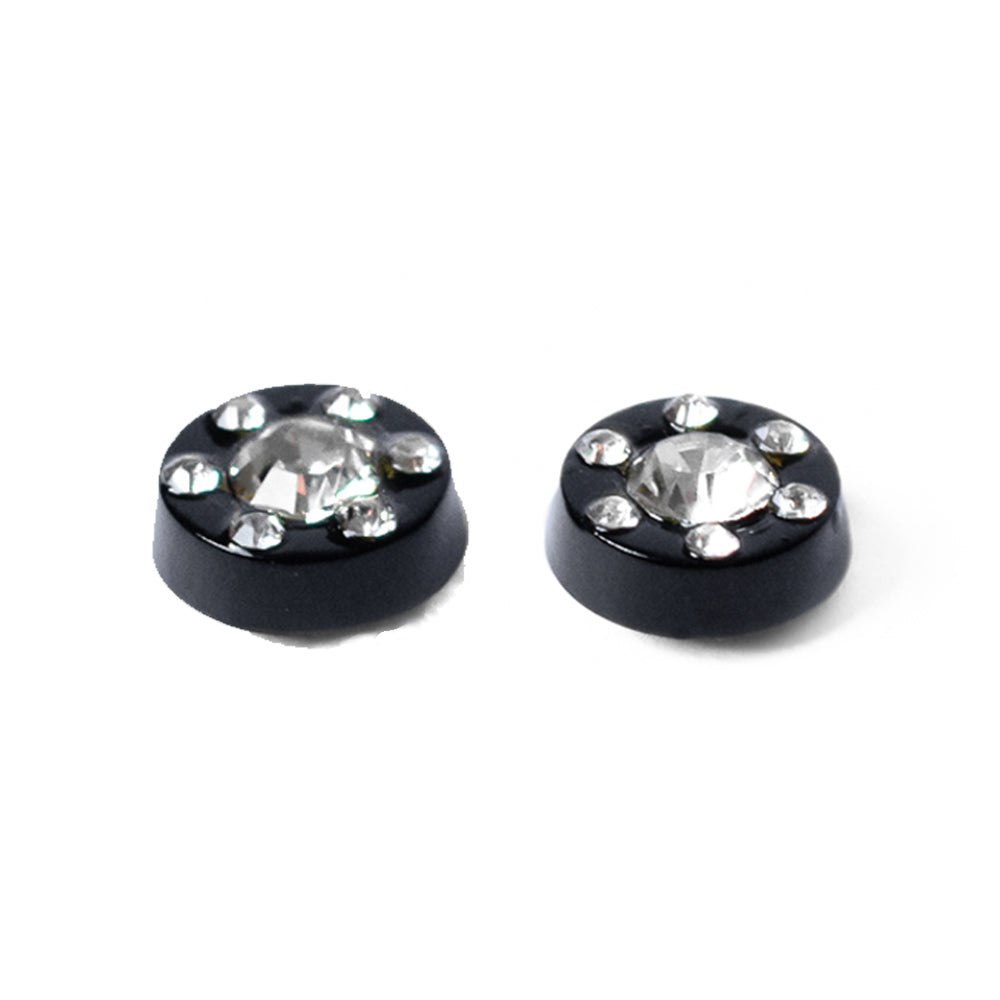 PVD Black Surgical Steel CZ Magnetic Fake Nose Stud Earrings