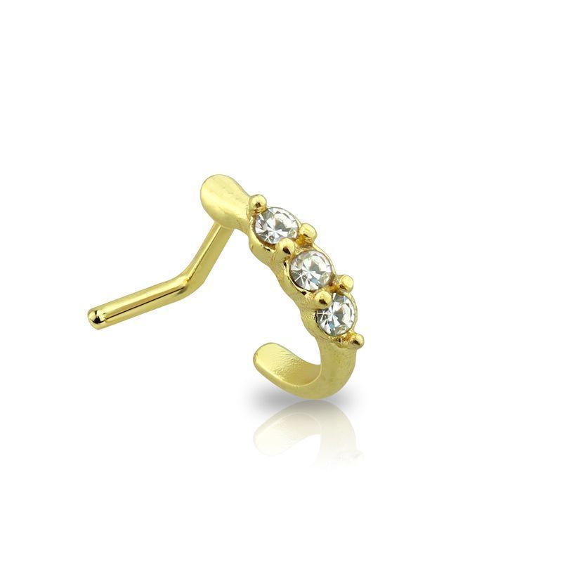 Surgical Steel L-Shape Nose Crawler with CZ Line